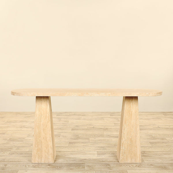 Roma <br>Travertine Console Table - Bloomr