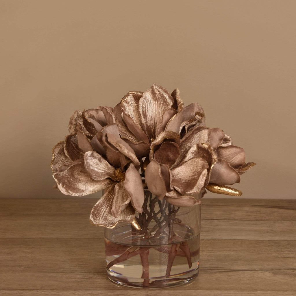 Velvet Magnolia in Glass Vase - Bloomr