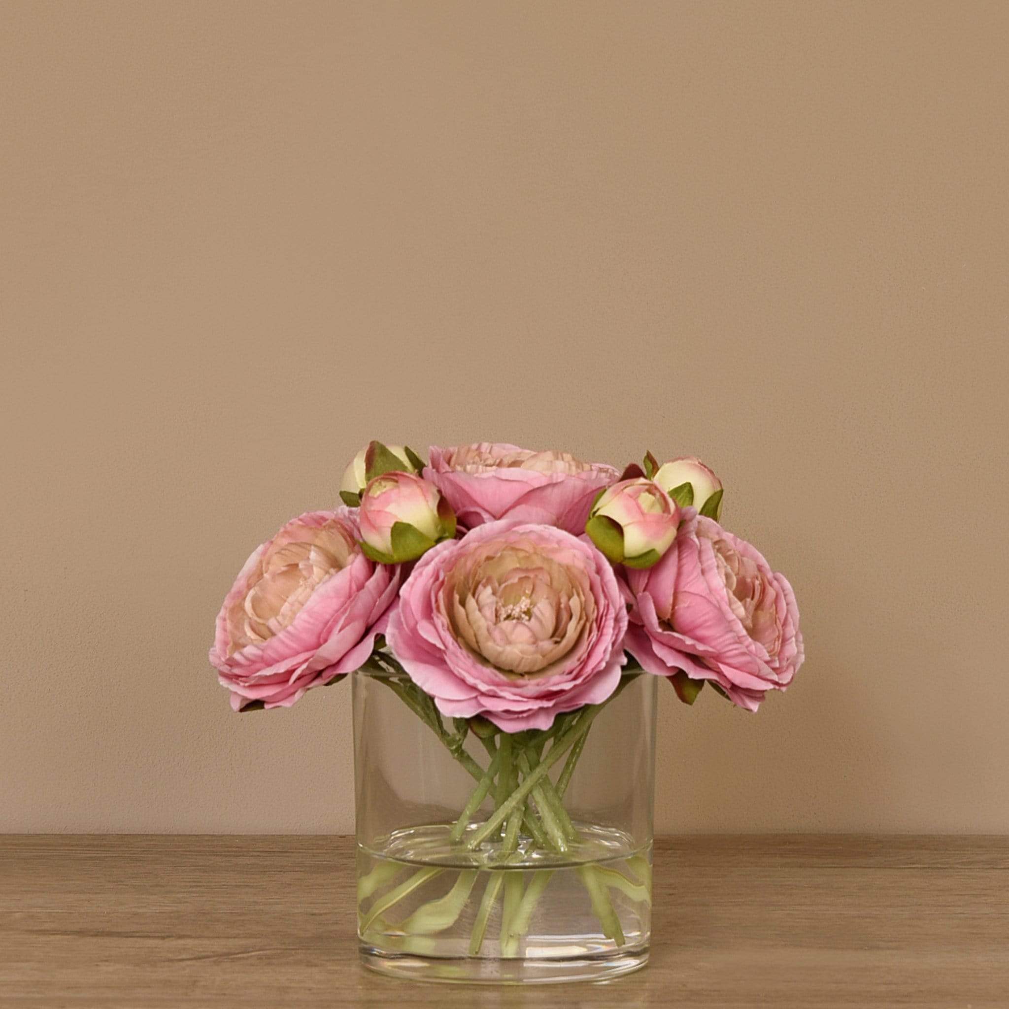 Artificial Ranunculus Arrangement in Glass Vase - Bloomr