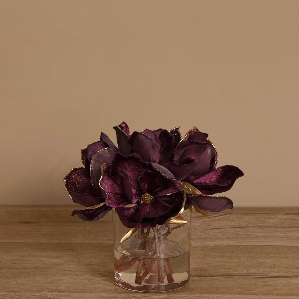 Velvet Magnolia in Glass Vase - Bloomr