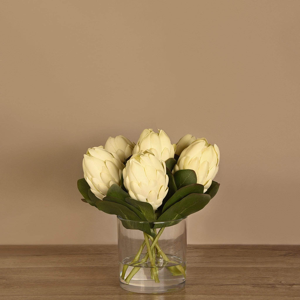 Protea Arrangement in Glass Vase - Bloomr
