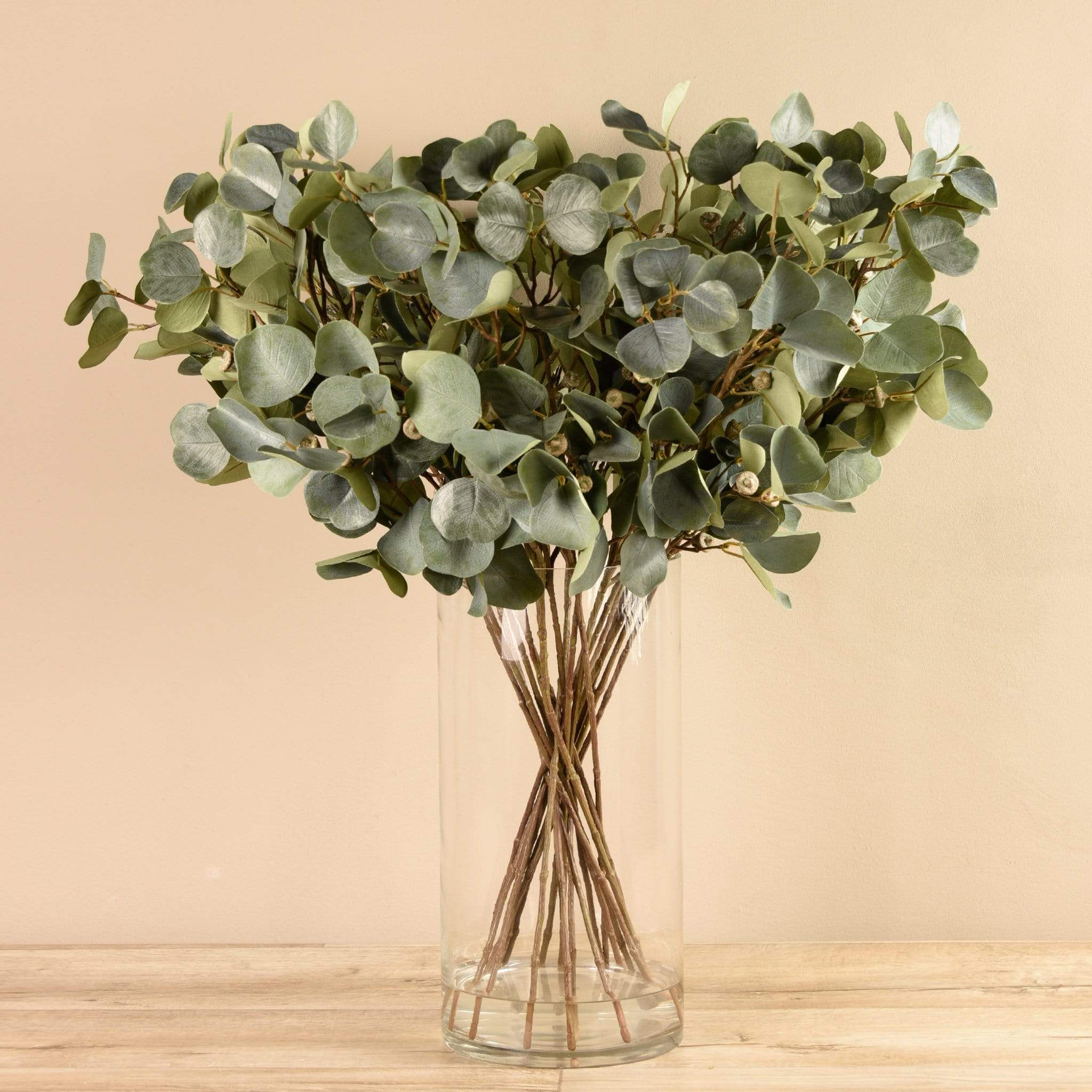 Artificial Eucalyptus In Glass Vase - Bloomr